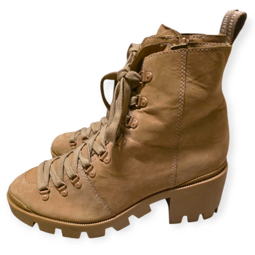 SCHUTZ Xayane Lace Up Tan Combat Boots
